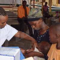 A child receiving the vaccine in one Bujumbura Hospitals