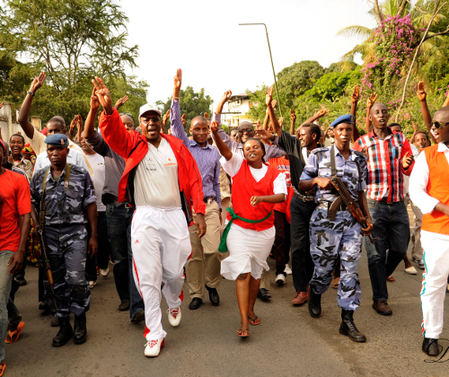 La marche était menée par le député Charles Nditije, le président de l’Uprona non reconnu par le pouvoir ©Iwacu