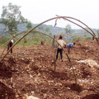 Les victimes commencent à ériger des maisons de fortune sur cette colline ©Iwacu