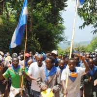 Les membres du parti MSD manifestant leur soutien aux élections libres, apaisées et transparentes ©Iwacu