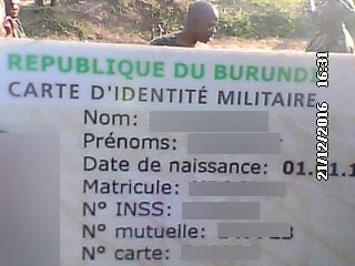 La carte d’identification d’un des militaires tués.