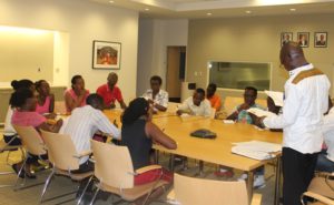 Burundian journalists in the telephonic press briefing in the US Embassy