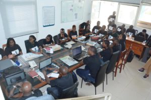 In the newsroom, the Iwacu personnel getting ready for the ceremonies to pay tribute to Jean