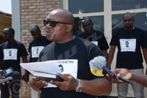 In front Jean’s big picture, the chief editor reading the message sent by Antoine Kaburahe, the Iwacu Publications Manager.