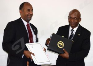 The Signing of the agreement between (from left to right) PTA CEO and Alain Aimé Nyamitwe, the Burundi Foreign Affairs Minister  