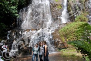Tourists posing for a picture at Karera waterfalls (Rutana, south-eastern Province)