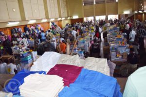 Stands of back-to-school supplies in Le Palais des Arts hall