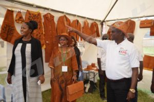 Gaston Sindimwo visiting different stands during the official launch of the trade fair