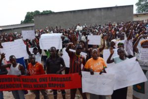 Protesters before the  High Commissioner of UN Human Rights office in Bujumbura