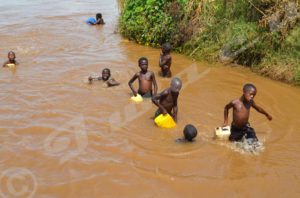 Rusizi River: People of Gihanga use this dirty water; some even drink it.