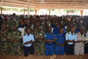 Catholic military and police officers in a mass dedicated to the passage through the holy door of mercy.