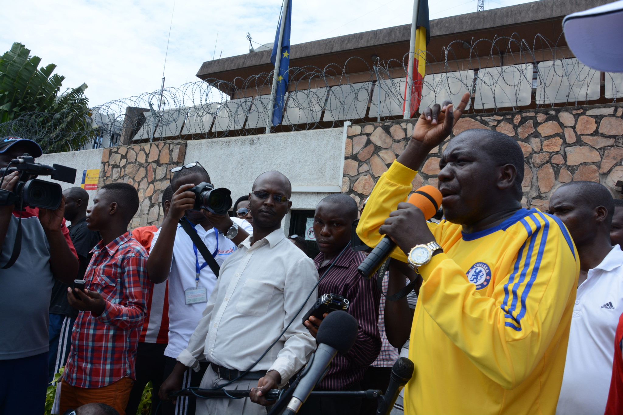 François-Xavier Ndaruzanye, Chairman of Human Rights League “Izere Ntiwihebure” in a protest march against the deployment of UN commissioners of enquiry in Burundi