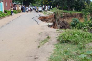 The Street leading to Mugoboka area from 28th November Boulevard threatened by The River Ntahangwa. 