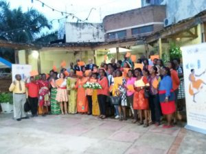 Participants in the round-table discussion displaying the orange colour symbolising a brighter future without violence at French Institute in Burundi.