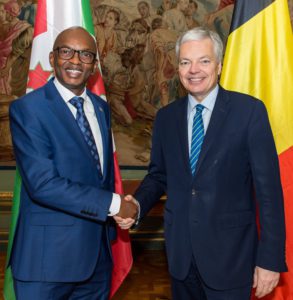 Alain Aimé Nyamitwe, the Burundian Foreign Affairs Minister with Didier Reynders, Deputy Prime Minister and Foreign Affairs Minister of Belgium