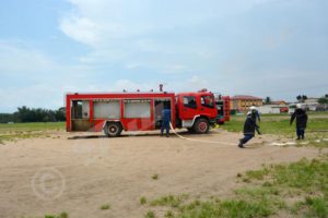 A fire truck in action