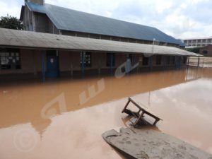 Pupils did not attend classes due to floods that hit their classrooms. 
