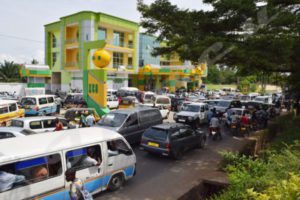 Many cars queuing up for fuel on one gas station in the south of the Burundian capital