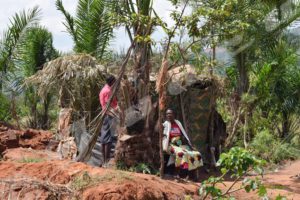 The evicted people remain with the only option to build huts in their former parcels