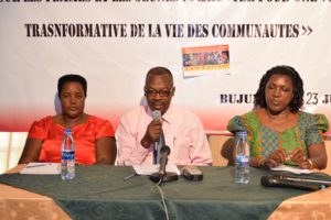 Adelin Ntanoga, in the middle, delivering the opening speech of the workshop