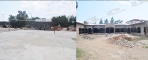 Ceremonial hall and the two sports grounds still under construction.