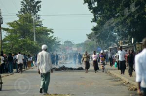 Barricades erected in the street of Cibitoke Zone during demonstration against the reelection of Burundi President in 2015