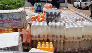 Bottles of juices seized by BBN agents at COTEBU market 