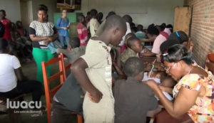 Street children assembled in a transit center waiting to be transferred back to their families.