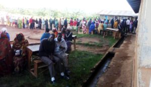People waiting to vote at Lycée Muramvya polling station.