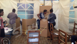 At 10a.m., the agents of CENI set up booths at the voting center located at the third avenue in Bwiza zone.
