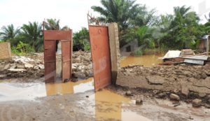 A house hit by floods in Kiyange area,-Buterere zone