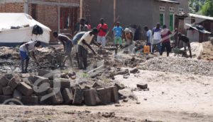 Young people making bricks in Buterere area