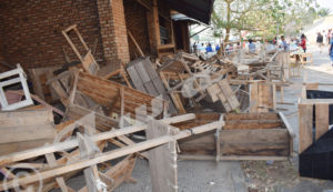 The destroyed stands behind the former central market of Bujumbura