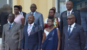 Newly appointed members of the national Electoral commission after the swearing-in ceremonies.