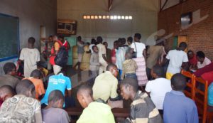 Street children in a reception center waiting to return to their families 