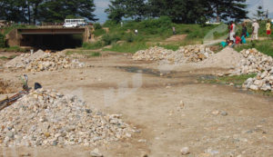 Heaps of stones extracted from Ntahangwa River, in northern Bujumbura 