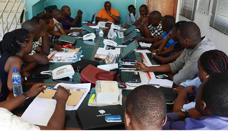 Iwacu journalists in the newsroom 