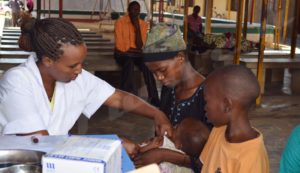 A child receiving the vaccine in one Bujumbura Hospitals 