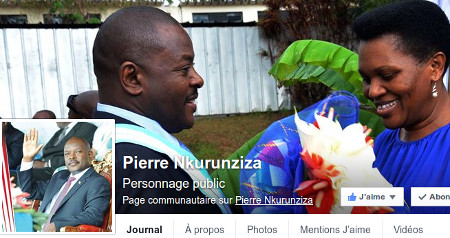 Page d'accueil du compte Facebook du président Nkurunziza ce 5 juillet 2014 ©Iwacu