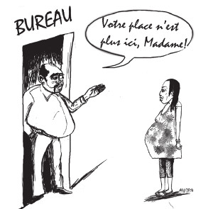 Caricature femme enceinte au travail