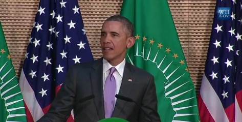 Le président Américain Barack Obama lors de son  discours à Addis-Abeba 