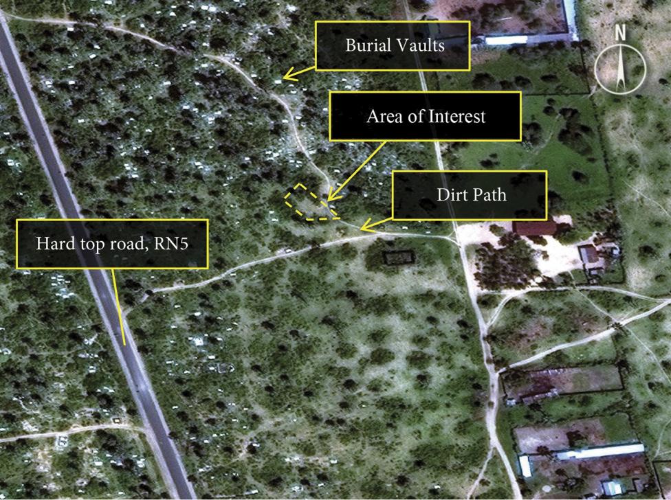 Image satellite (montrant la région de Buringa) dévoilée par Amnesty International comme preuves d’existence de charniers