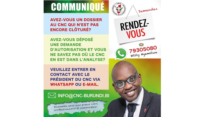 Burundi/Médias : Willy Nyamitwe quitte le CNC après 5 jours à sa tête