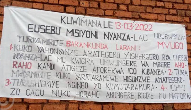 Nyanza-lac /Des arrestations des fidèles de l’Eglise Euzebu