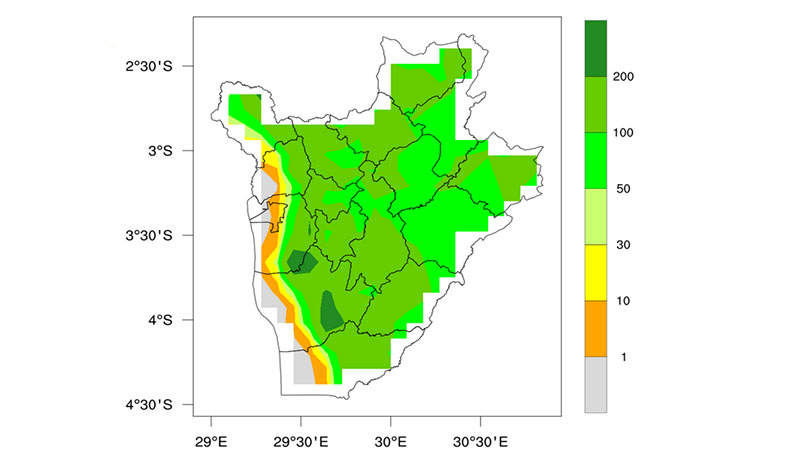 Une pluviométrie modérée attendue dans le Moso, le Buyogoma et le Mirwa