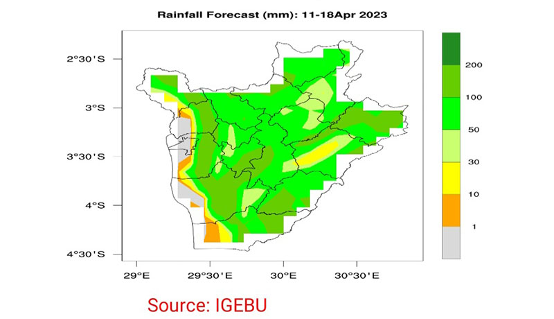 Des fortes pluies attendues dans Mugamba et Kirimiro