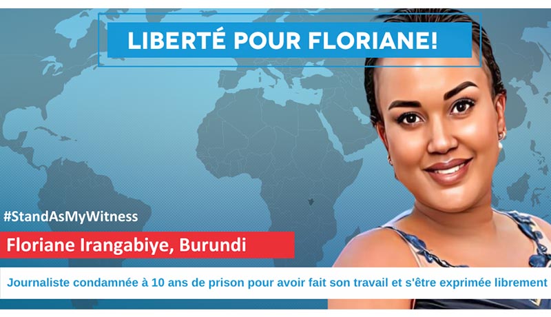 Civicus ajoute la journaliste Floriane Irangabiye emprisonné, à sa campagne, « Soyez mon témoin »